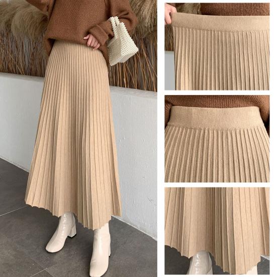 Юбка женская трикотажная Yousheng с высокой талией, однотонная юбка А-силуэта, свободная плиссированная юбка, длинная юбка осень-зима