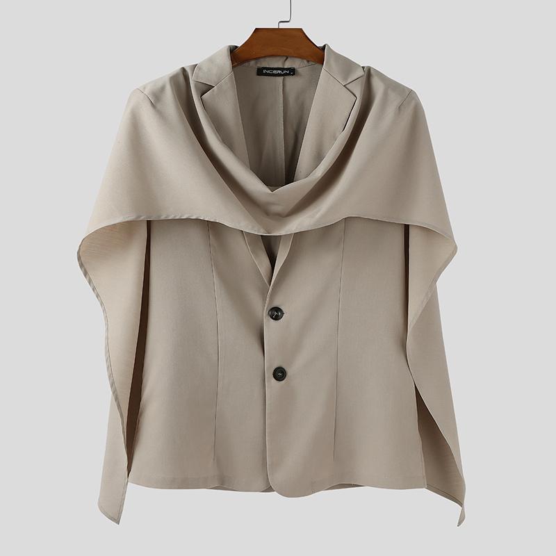 INCERUN Oversized Men Swing Collar Long Sleeve Irregular Cross Loose Thin Blazer Coats
