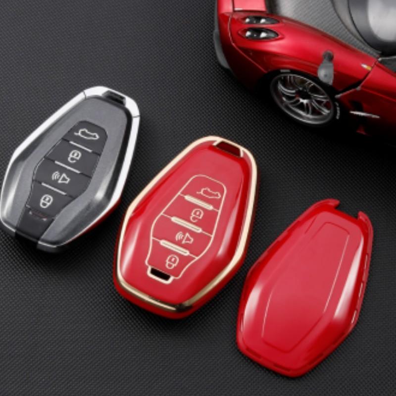 Чехол для ключей от машины с 4 кнопками для Chery Jetour X70 Plus Coupe X70s X90 X95 X70m X95pro, умный металлический кожаный брелок с дистанционным управлением, чехол в виде ракушки