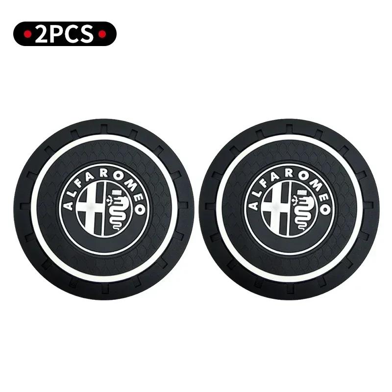 1/2pcs Car Water Cup Non-Slip Mat Pad For Alfa Romeo 159 147 156 166 Giulietta Giulia Mito Stelvio Brera Spider Accessories