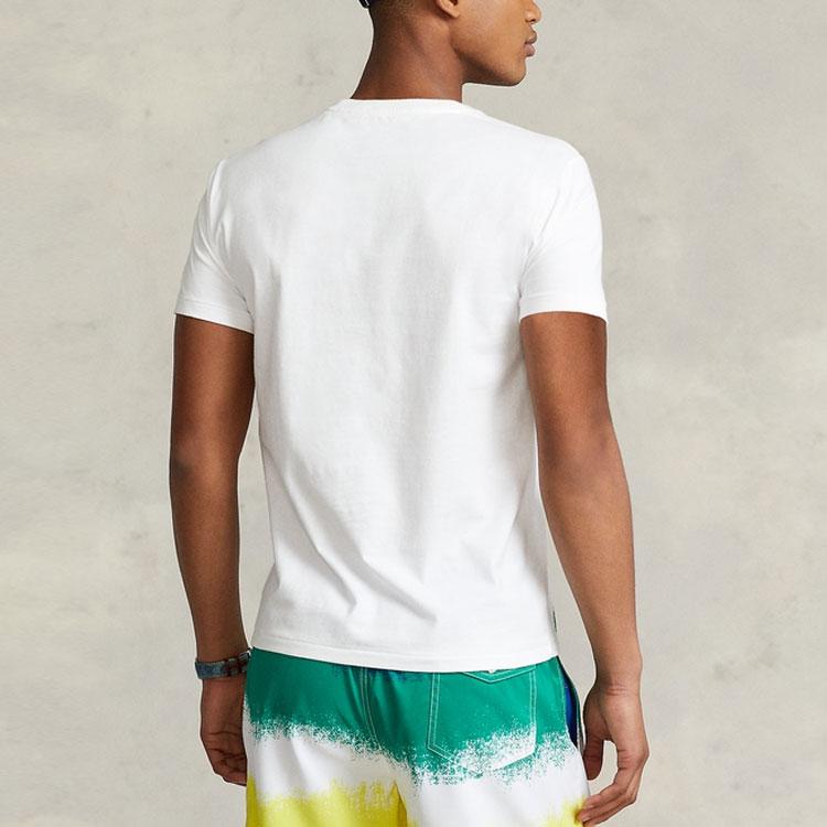 Polo Ralph Lauren SS22 Однотонная футболка с принтом букв, с круглым вырезом и короткими рукавами, мужская, топы, белая, MNPOTSH1N821226-100