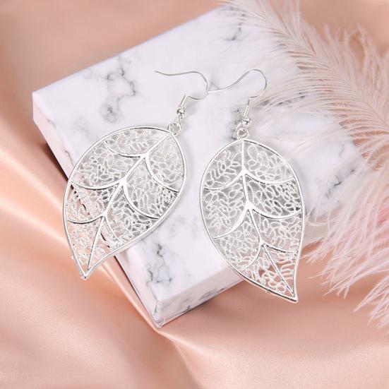 Женщины полые резные листья дерева кулон висячие серьги-крючки ювелирные изделия