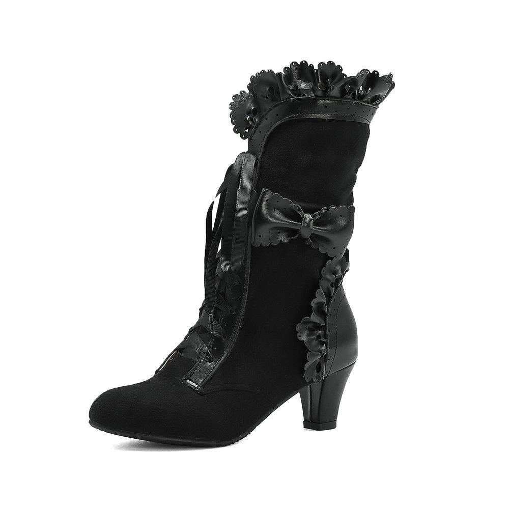Осенне-зимние винтажные женские викторианские сапоги на шнуровке с высоким каблуком, ботильоны с оборками, обувь для косплея принцессы Лолиты для вечеринки