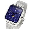 Часы Moon Phase Square Square Multi Calendar Business Formal Stainless Steel Mesh Belt Limited Model Silver Blue [Salvatore Mara] Мужские SM24112-SSBLM
