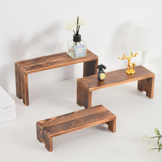 3-Piece Display Stand Wood Risers Rustic Display Risers Combination Type Display Stand