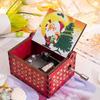 Painted Hand-cranked Music Box Red Santa Claus Wooden Box Creative Music Box Ornaments  Children