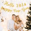 Banner Flag Happy Year Letters Shiny Easy To Hang Create Atmosphere Vibrant Party Decorations Banner Flag