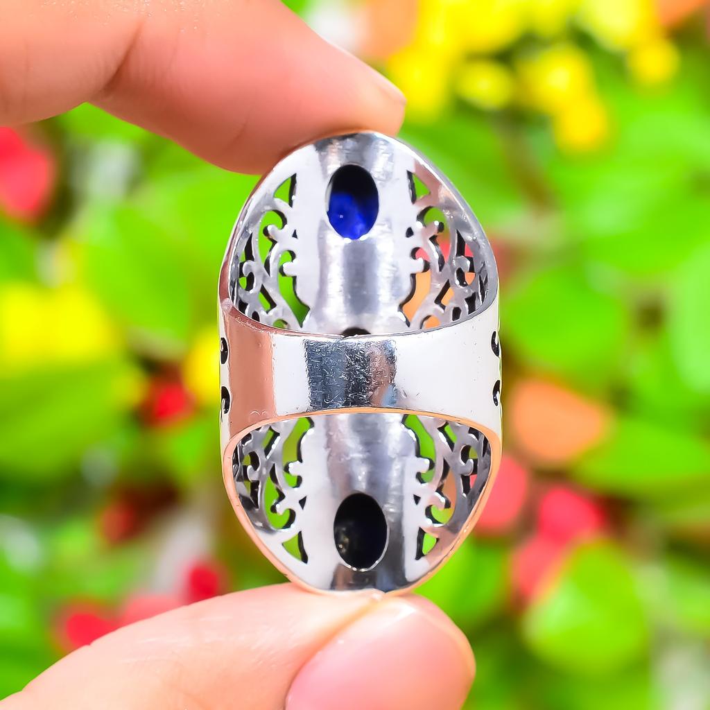 Lapis Lazuli Gemstone Handmade 925 Sterling Silver Jewelry Ring Size 11.5 D1o05