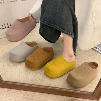 Шлепанцы с большой головой для женщин, весенние новинки, на толстой подошве, для невысоких людей, чтобы увеличить рост, ленивые тапочки-баотоу, тренд