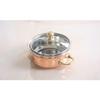 Steel Copper Handi with Brass Handle & Glass Lid No. 3, Serveware Casserole with Handle (Volume - 700 Ml)