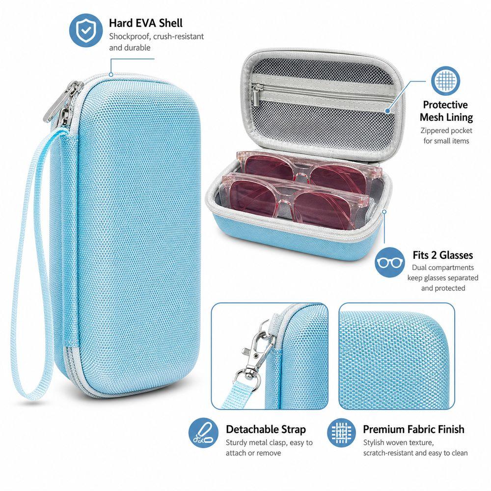 Mesh Zipper Pocket Glasses Storage Box EVA Eyewear Travel Case Spectacles Storage Bag Daily Use