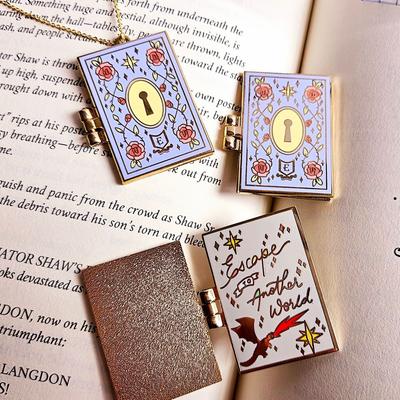 Золотой узор Роза Замок для двери Книга Ожерелье Романтичный Литературный Открывающийся и закрывающийся Подвеска Фото-шкатулка День Святого Валентина