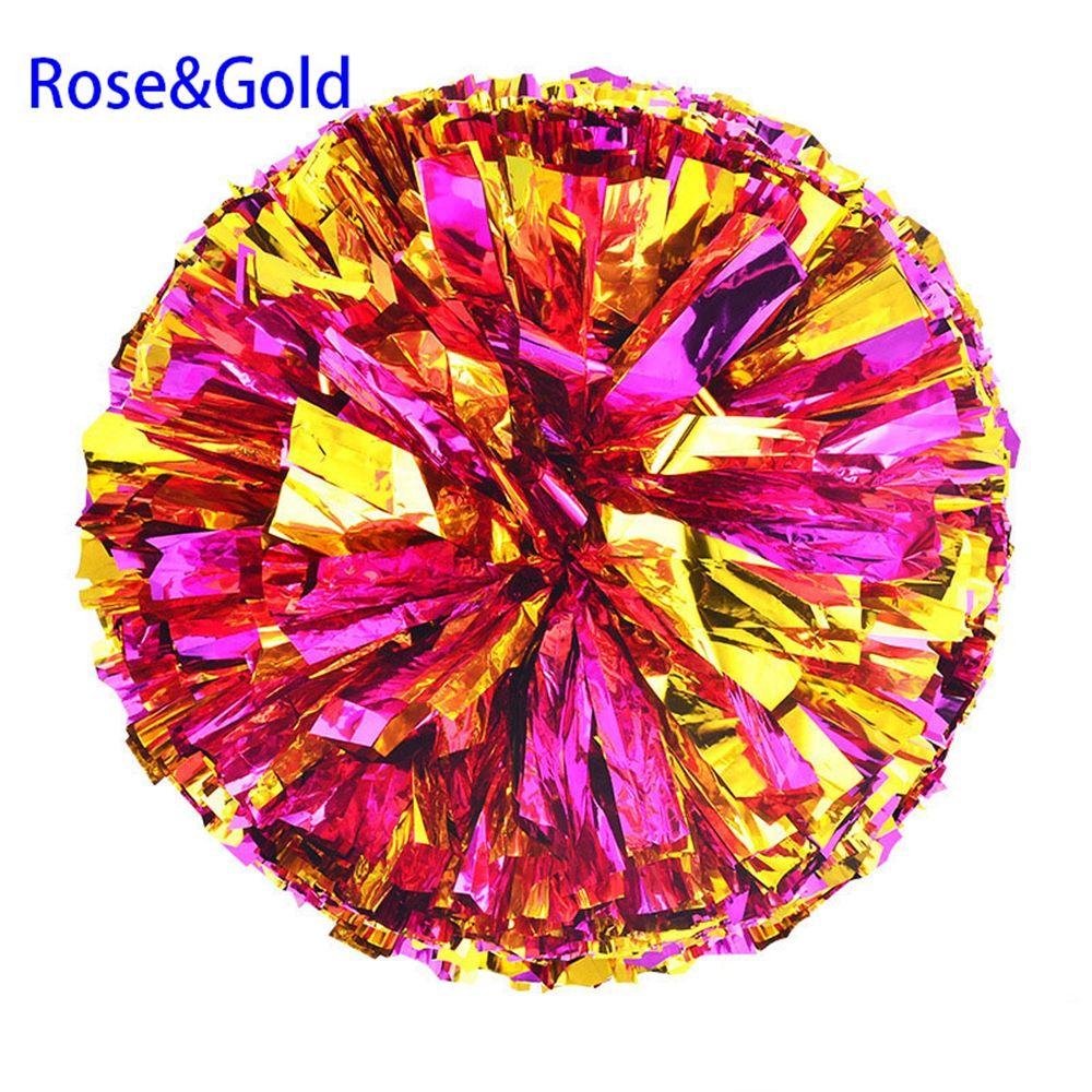 28cm Double Hole Finger Ring Style Cheerleader Pom Poms Metallic Streamer Club Sport Supplies Dance Party Decorator Tools