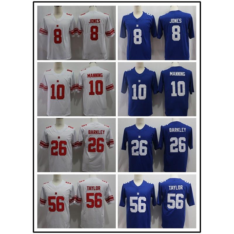 NFL New York Giants Custom Jersey Barkley 26 Jones 8 Manning 10 Mens Football Uniform Fans Sports Enthusiasts