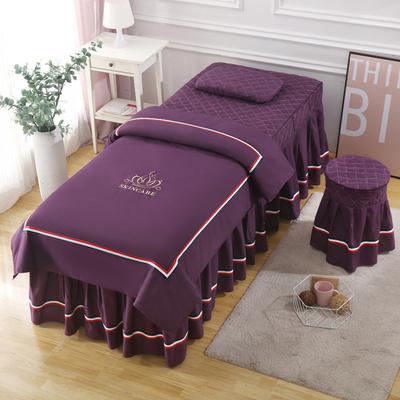 4 Piece Beauty Salon Bedding Set With Embroidered Bed Skirt Pillowcase Stool Cover And Duvet Cover For Massage Spa