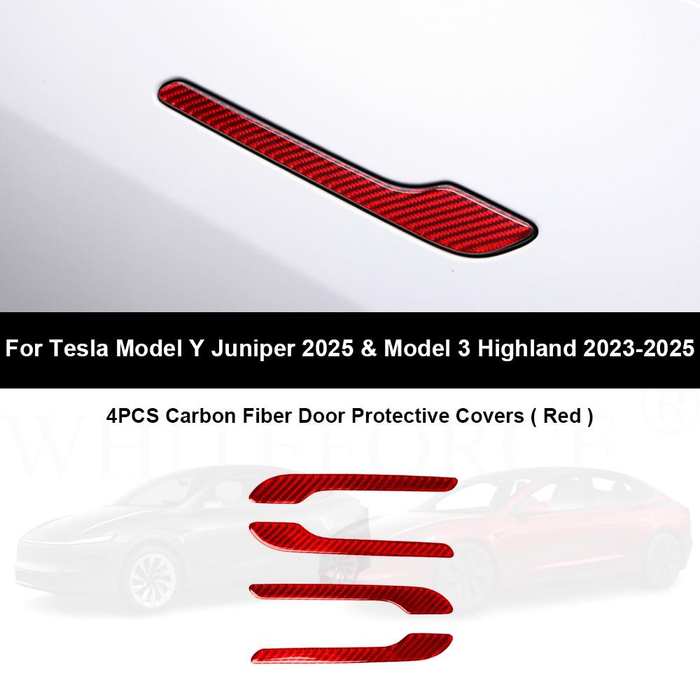 For Tesla Model Y Juniper 2025 Carbon Fiber Door Switch Button Trim Stickers Model 3 Highland Open Door Button Sticker Accessory