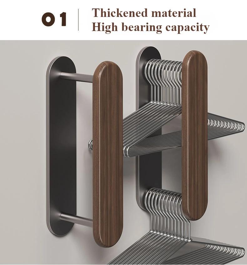 Wall-Mounted Multifunctional Household Organizer Rack, Solid Wood Storage Artifacts, Hole-Free Balcony, Drying Racks
