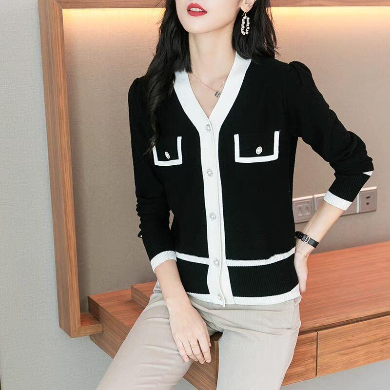 Весенне-осенний женский маленький парфюмерный ветровой свитер, тонкая куртка, вязаный кардиган, корейская версия The Top Tide для пожилых людей