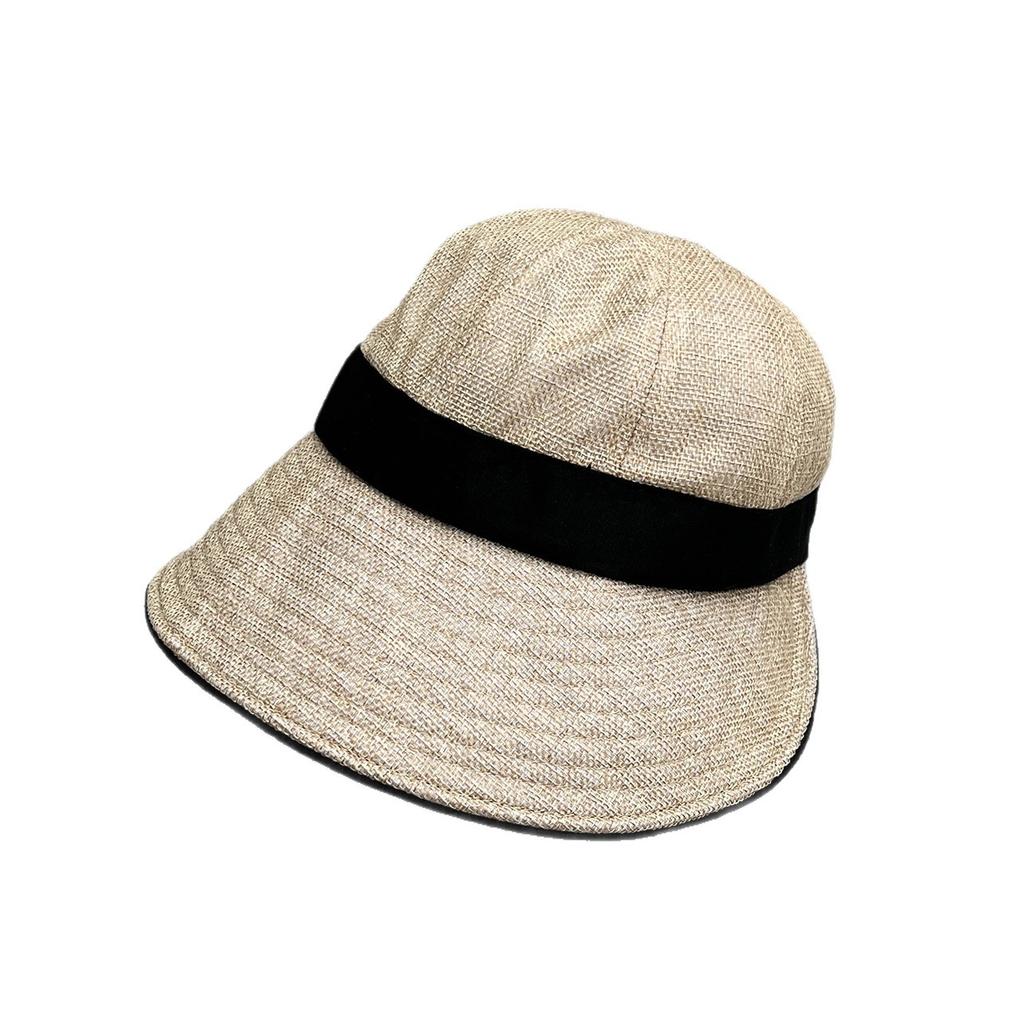 Order wide-brimmed bucket hat women's summer sun hat with a small face and a high ponytail duck tongue sun protection hat