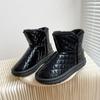 Зимние ботинки для женщин с толстым бархатом и короткими ботинками, водонепроницаемая хлопковая обувь с кожаной поверхностью