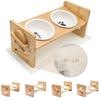 Kito Lee Cat Dog Tableware Pet Dish Stand Cat Dog Food Bowl Water Bowl Ceramic Dish Pieces 15 Degree Incline Protects Cervical Vertebrae Natural