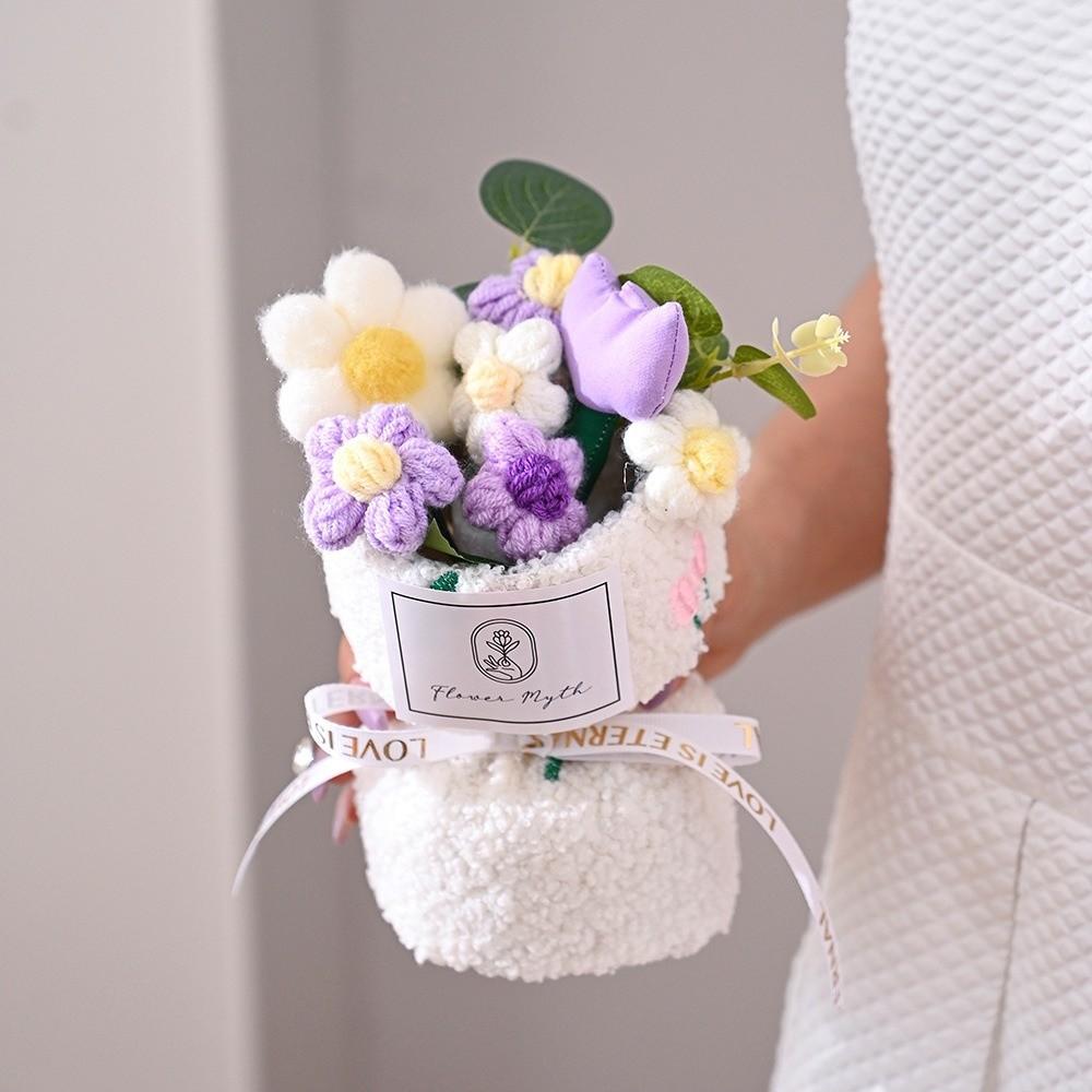 Birthday Valentine's Day Gifts Crochet Flower Bouquet Home Decor Finished Bouquet  Festival