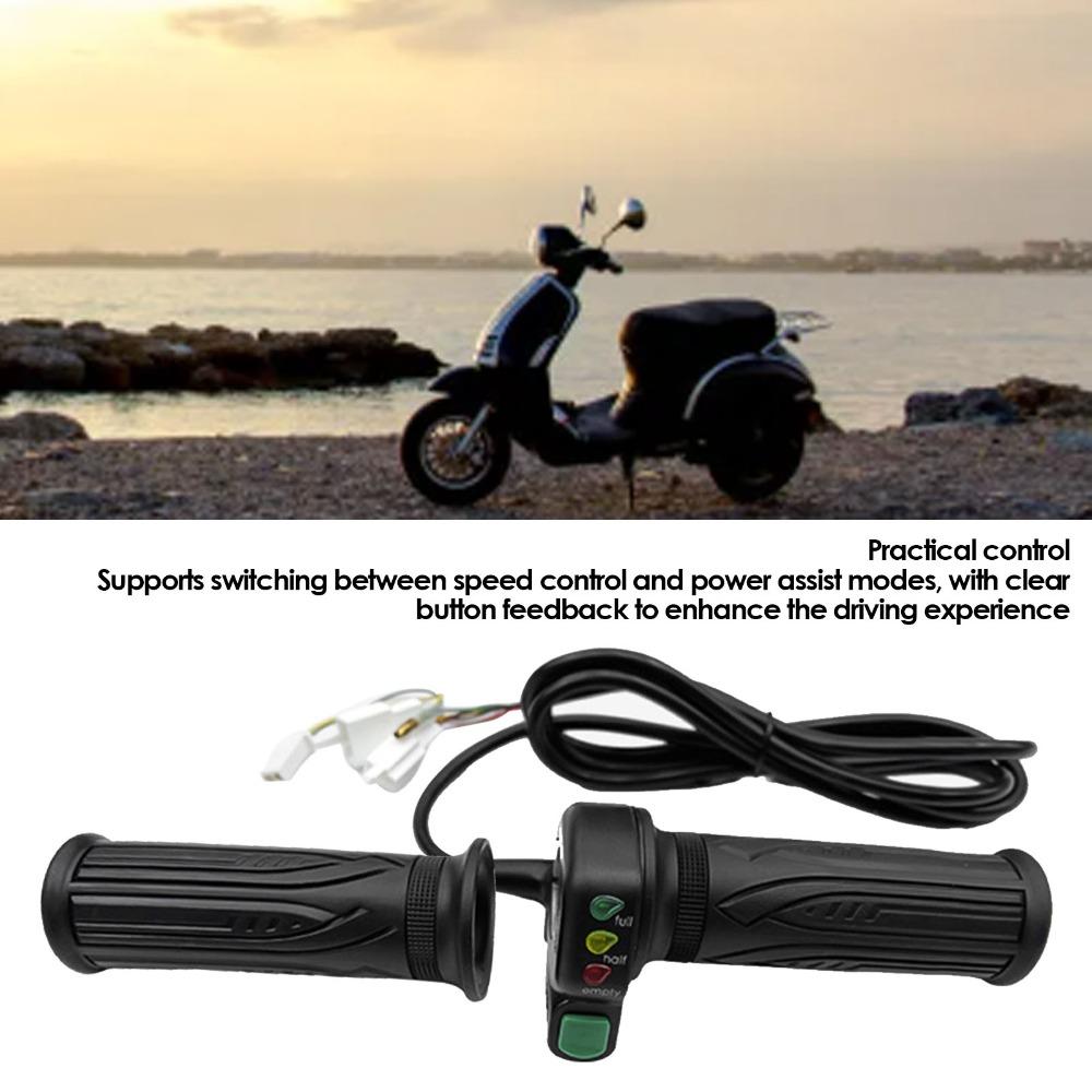 Black Electric Bike Throttle Grip 3 LED Battery Lights E-Bike Speed Throttle E-Bike Speed Control