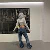VibeStreet Ретро Американские Синие Джинсы с Колокольчиками Женские Узкие Низкая Посадка Модные Длинные Брюки Осенний Дизайн Трендовые