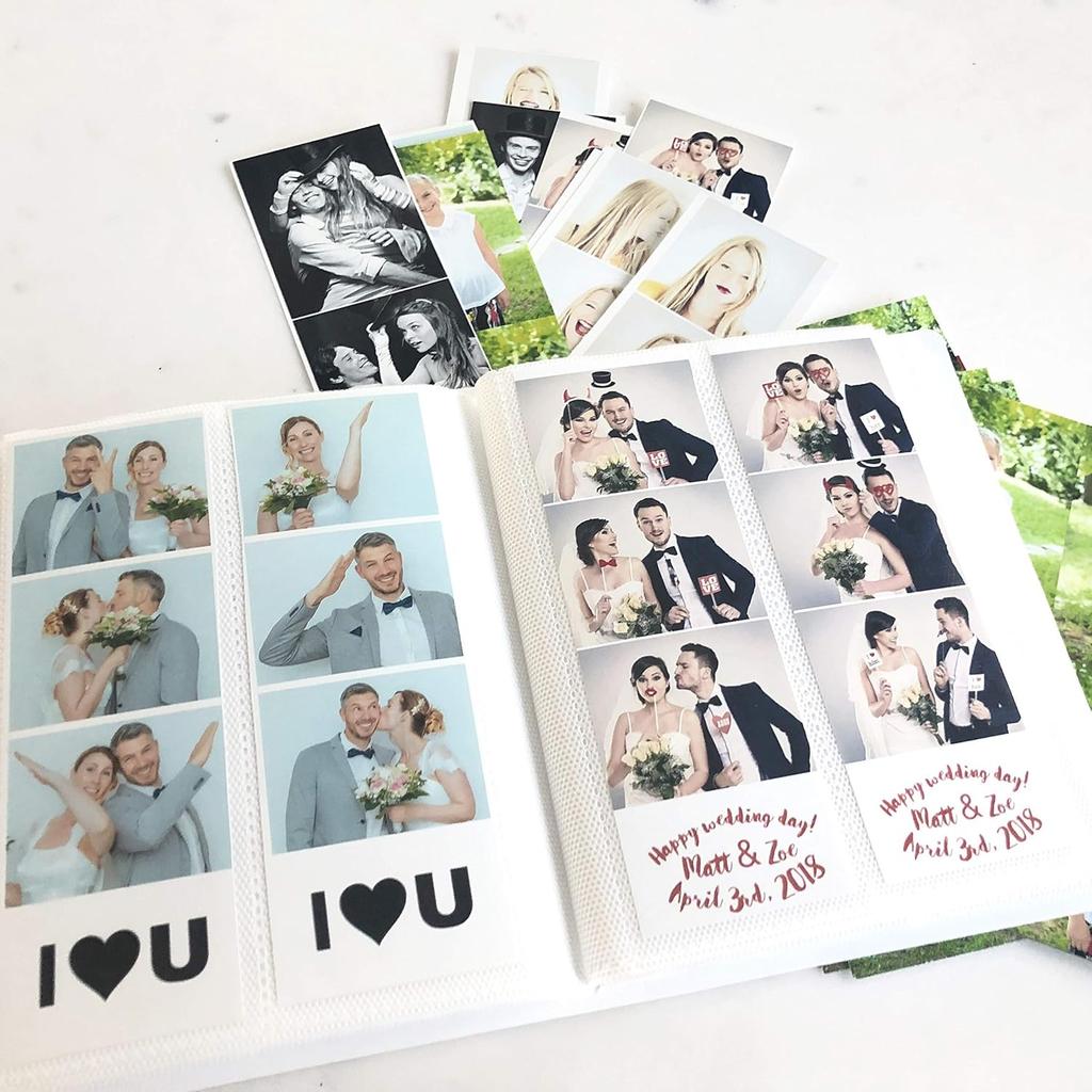 Photo Booth Photo Album - For Wedding or Party- Holds 120 Photobooth 2x6 Photo Strips - Slide In (WHITE)