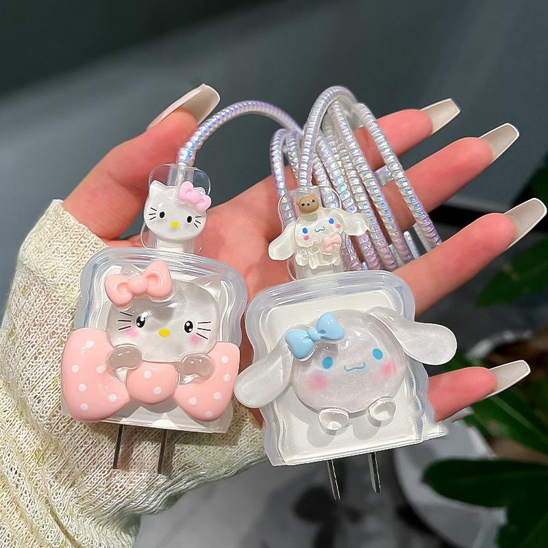 Мультяшная милая накладка на зарядное устройство для телефона Sanrio Для iPhone Для iPad Хелло Китти Почакко Чехол для адаптера питания с быстрой зарядкой