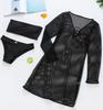 Stylish Mesh Cover-up Bandeau Bikini Set - Hot Selling Three-Piece Swimsuit