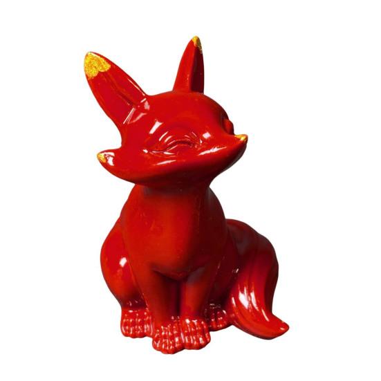Киноварная лиса Орнамент Рыжая лиса Фигурка Миниатюрная статуэтка лисы Скульптура Приборная панель автомобиля Дом Офис Фэн-шуй Украшение