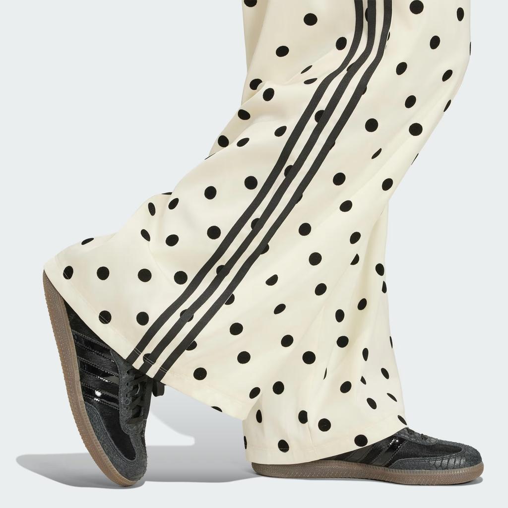 Adidas Satin Polka Dots Wide Leg Pants Off White Women Bottoms KV1168
