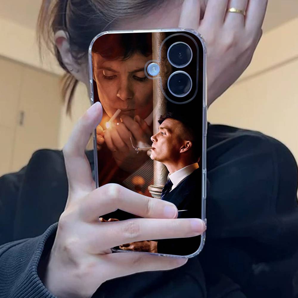 Movie P-Peaky B-Blinders Transparent Phone Case For iPhone 17 16 15 11 12 13 14 Pro Max Mini Soft TPU Silicone Plus