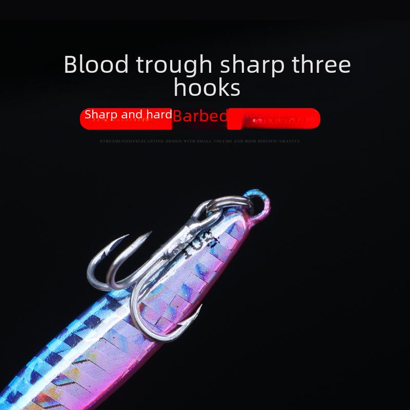 Длинная чугунная пластина Рыболовная приманка с двойным крючком для пресноводной и морской рыбалки