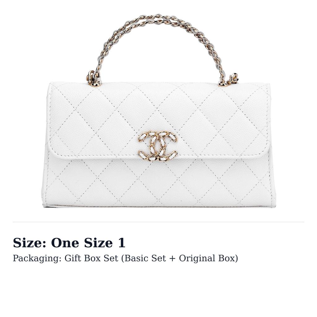 CHANEL Shiny Grain Calfskin Shoulder Bag, Crossbody Bag, Handbag Women's White AP3238-B10307-10601