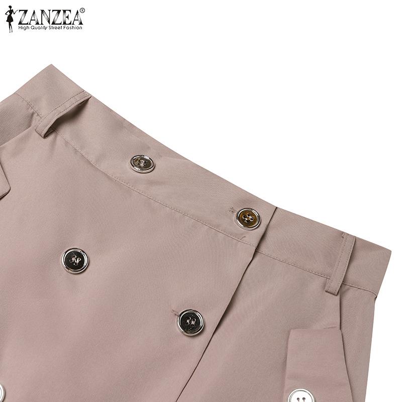 ZANZEA Женские однотонные свободные повседневные юбки на пуговицах