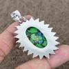 Copper Green Turquoise Gemstone 925 Sterling Silver Jewelry Pendant 2.44" KKG-733