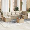 8-piece Garden Sofa Set with Beige Poly Rattan Cushions, 2-seater Garden Sofa with Storage 3356405