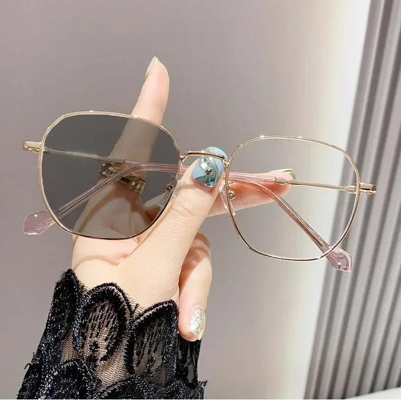 Outdoor Color Changing Sunglasses Women's Intelligent Photochromic Minus Diopter Glasses Trendy Myopia Prescription Eyeglasses