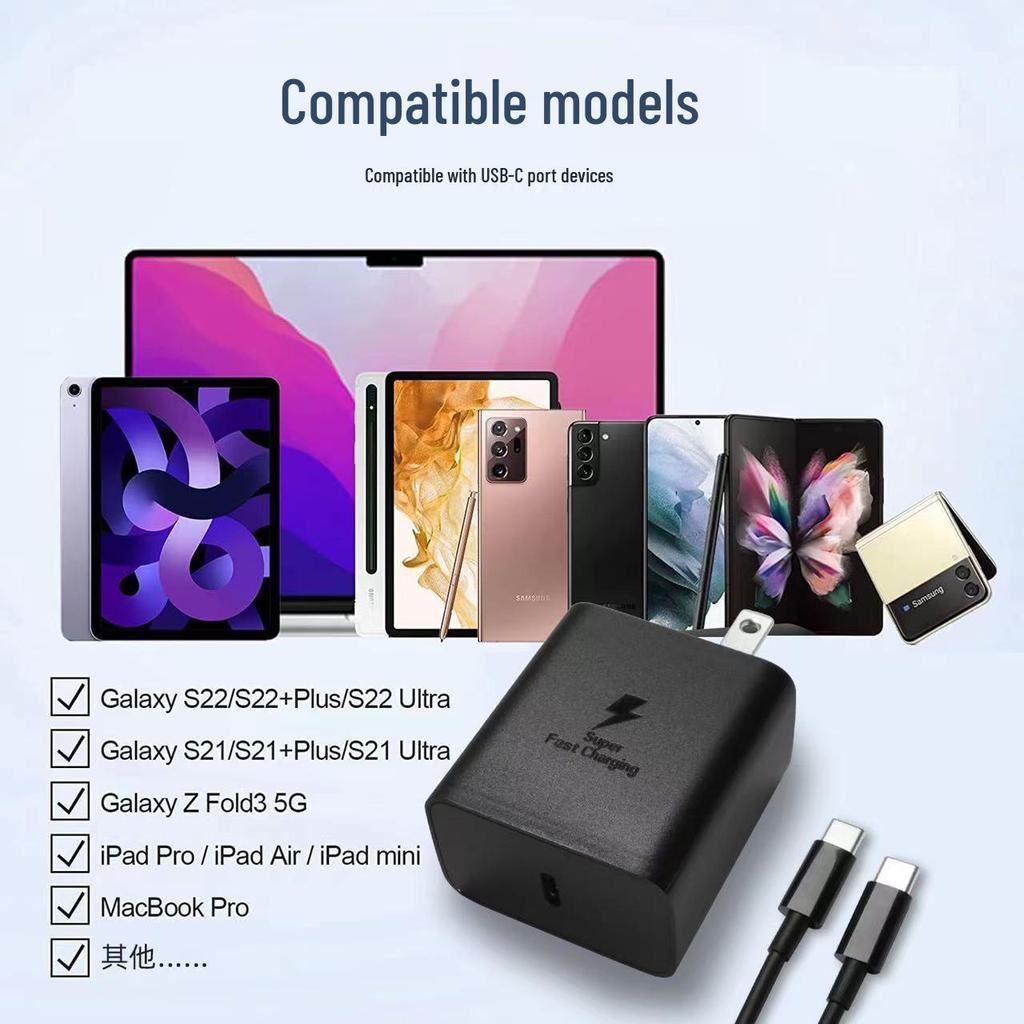 Совместим с Samsung S22/S21/Note10, Ультрабыстрое двойное Type-C зарядное устройство PD45W, Стандарт ЕС и США