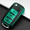 For Skoda Octavia For Volkswagen VW Bora Polo Tiguan Jetta Passat B5 B6 B7 Golf Beetle 3 Buttons TPU Leather Car Key Case Cover Ptorector