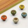 2pcs Colored Ceramic Cabinet Knobs Leopard Glass Round Single Hole Pulls with Mounting Hardware for Closets
