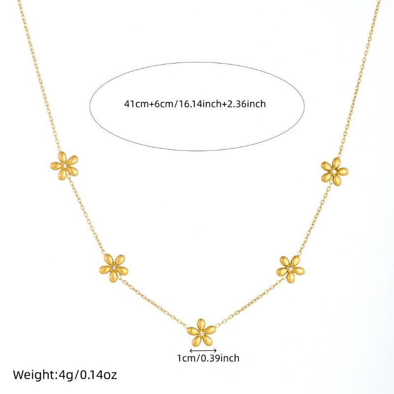 Gold Plated Flower Jewelry Set Necklace Bracelet and Stud Earrings with Crystal Accents
