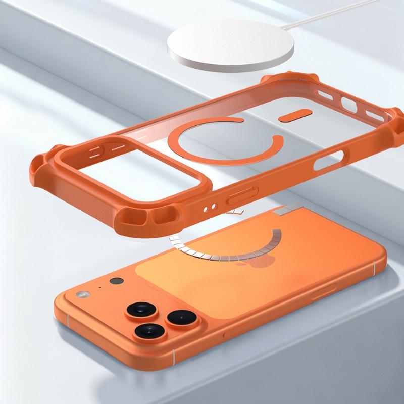 Чехол-броня с амортизирующими углами для iPhone 17 16 15 14 13 12 11 Pro Max, с поддержкой MagSafe, прозрачный, жесткий, с магнитным кольцом