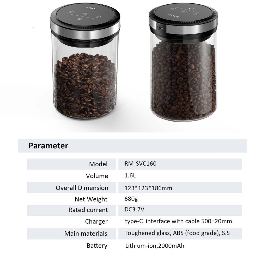 Автоматический вакуумный контейнер для кофе Вакуумный контейнер для хранения продуктов Прозрачный контейнер для хранения продуктов Влагостойкий Удаление воздуха Герметичный