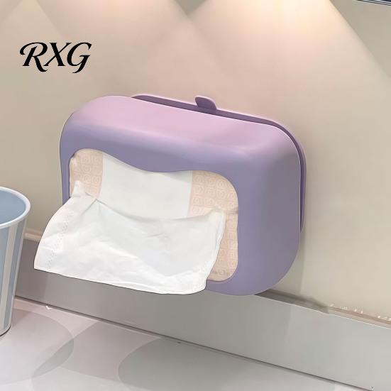 Space Saving Tissue Box Suction Cup Box, Wall Mounted Waterproof Silicone Holder, Modern Heavy Duty Dispenser Style Solid Color Dispenser, for