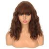 Light Brown Short Wavy Wig with Bangs,Short Wavy Brown Curly Bob Wigs for Women,Natural Looking Short Bob Wavy Cosplay Wig for Daily Party