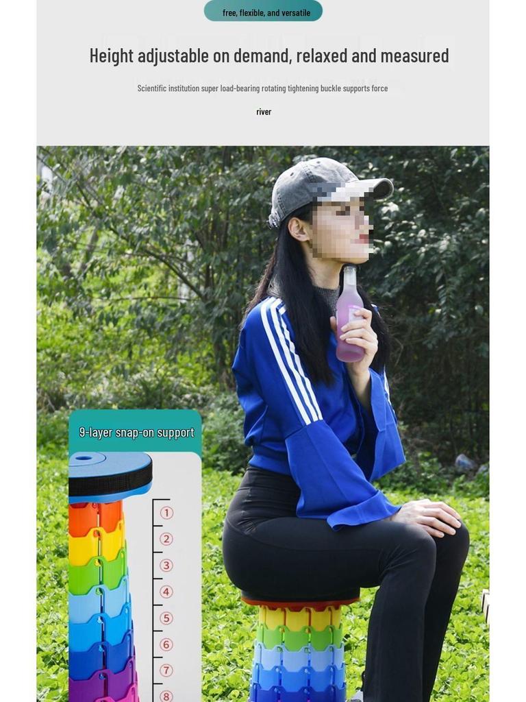 Compact Telescopic Folding Stool for Outdoor, Travel, Balcony, and Fishing - Portable and Adjustable.