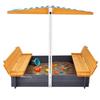 Wooden Sandbox with Canopy Sand Box Sand Pit Outdoor Backyard Ages 3-12